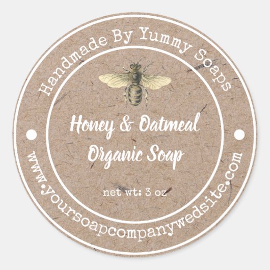  Faux Kraft Paper |Handgemaakte zeep-etiket Ronde Sticker (Voorkant)