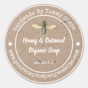  Faux Kraft Paper  Handgemaakte zeep-etiket Ronde Sticker