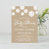 Faux Kraft Paper Lantern Baby shower Invitation Kaart (Staand voorkant)