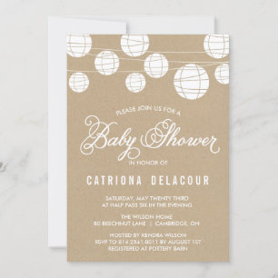 Faux Kraft Paper Lantern Baby shower Invitation Kaart