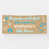 Faux Kraft Paper Pool Summer Baby Shower Banner (Horizontaal)
