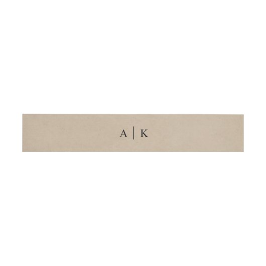 Faux Kraft paper rustige monogram initialen Invita Uitnodigingen Wikkel (Vlak)