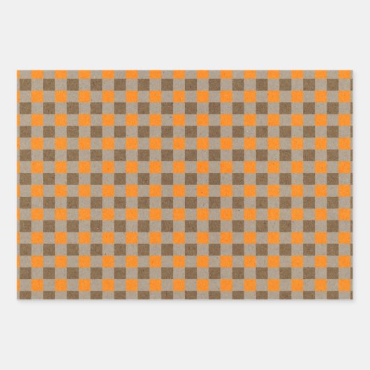 Faux Kraft Paper w/ Dark Brown & Orange Patterns (Voorkant 2)