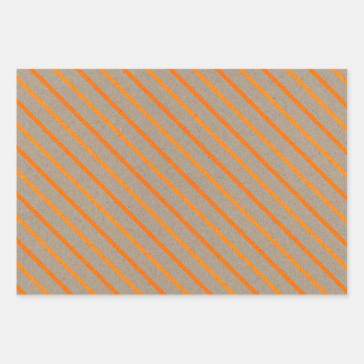 Faux Kraft Paper With Orange Stripes & Polka Dots (Voorkant 3)