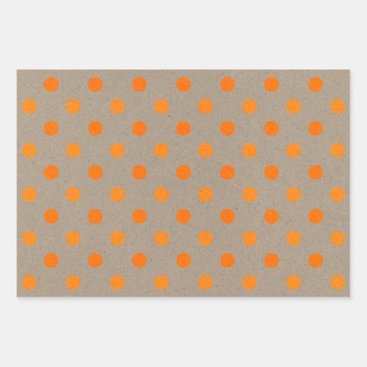 Faux Kraft Paper With Orange Stripes & Polka Dots (Voorkant 2)