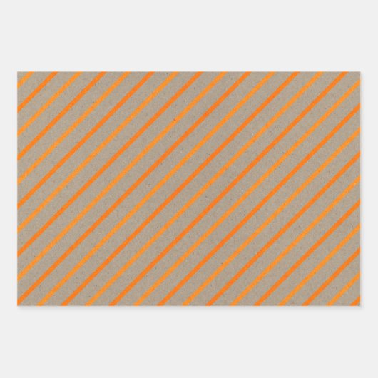 Faux Kraft Paper With Orange Stripes & Polka Dots (Voorkant)