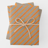 Faux Kraft Paper With Orange Stripes & Polka Dots