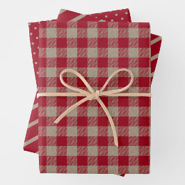 Faux Kraft Paper With Plaid, Stripes & Polka Dots
