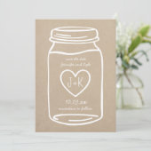 Faux Kraft Papier rustieke metselaar pot save the Date (Staand voorkant)