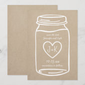 Faux Kraft Papier rustieke metselaar pot save the Date (Voorkant / Achterkant)