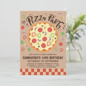 Faux Kraft Pizza Party Birthday Invitation Kaart (Staand voorkant)