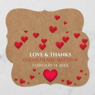 Faux Kraft Red Hearts Valentijnse Bedankt Kaart