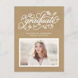 Faux Kraft rustieke kalligrafie foto Afstuderen Aankondigingskaart