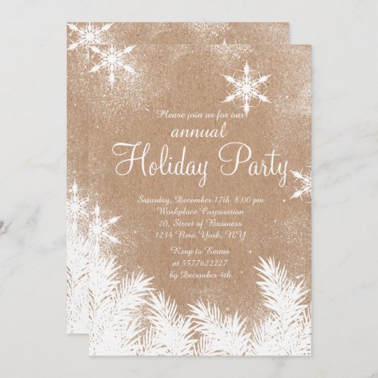 faux kraft rustige sneeuwwintervakantie kaart (Voorkant / Achterkant)