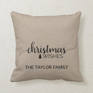 Faux Kraft Simple Calligraphy kerst Kussen
