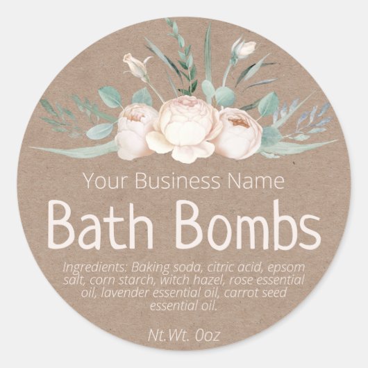 Faux Kraft sticker Label for Homemade Bath Bomb (Voorkant)