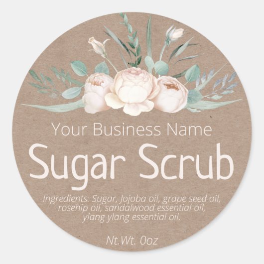 Faux Kraft sticker Label for Homemade Sugar scrub (Voorkant)