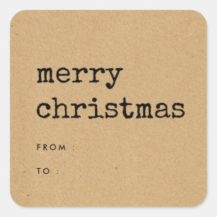 Faux Kraft Vrolijk Kerstfeest Vierkante Sticker