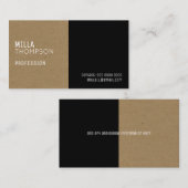 Faux kraftpapier / zwart elegant & modern prof visitekaartje (Voorkant / Achterkant)