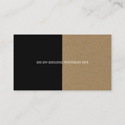 Faux kraftpapier / zwart elegant & modern prof visitekaartje (Achterkant)