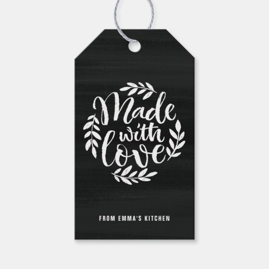 Faux krijtbord belettering gemaakt met liefde cadeaulabel (Voorkant)