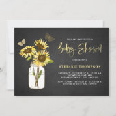 Faux krijtbord geel zonnebloemen Baby shower Kaart (Voorkant)