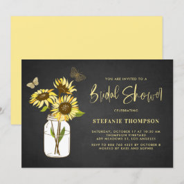 Faux krijtbord geel zonnebloemen Vrijgezellenfeest Kaart