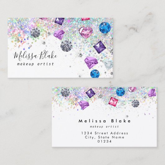 faux kristallen en glitter visitekaartje (Voorkant / Achterkant)