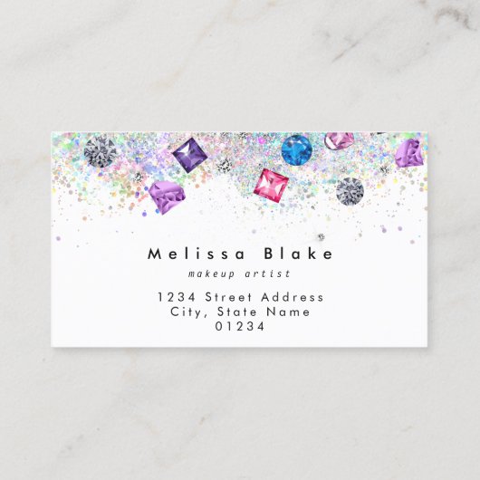 faux kristallen en glitter visitekaartje (Achterkant)