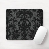 faux lace black grijs damaspatroon muismat (Met muis)