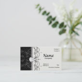faux lace black grijs damaspatroon visitekaartje (Staand voorkant)