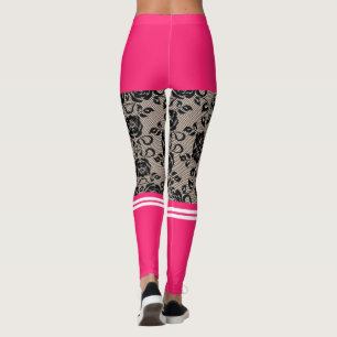 Faux Lace Fishnet Roze Korte Sokken Grappige Leggi Leggings