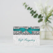 Faux lace lint aqua, zwart cadeau register kaarten (Staand voorkant)