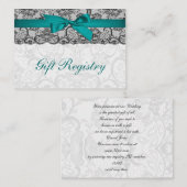 Faux lace lint aqua, zwart cadeau register kaarten (Voorkant / Achterkant)