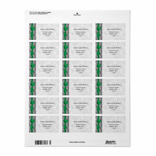 Faux lace ribbon emerald green adresetiketten etiket (Full Sheet)