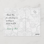 Faux lace ribbon emerald green bruiloft briefkaart (Achterkant)