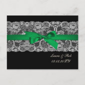 Faux lace ribbon emerald green bruiloft briefkaart (Voorkant)