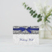 Faux lace ribbon navy blue-wenskaarten informatiekaartje (Staand voorkant)
