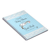 Faux Lace, Stork Blue Baby shower Guest Book- Notitieboek (Rechterzijde)
