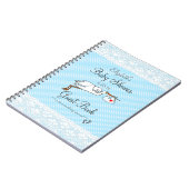 Faux Lace, Stork Blue Baby shower Guest Book- Notitieboek (Linkerzijde)