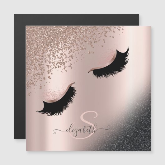 Faux Lashes Black Glitter Diamonds Roos Gold (Voorkant / Achterkant)