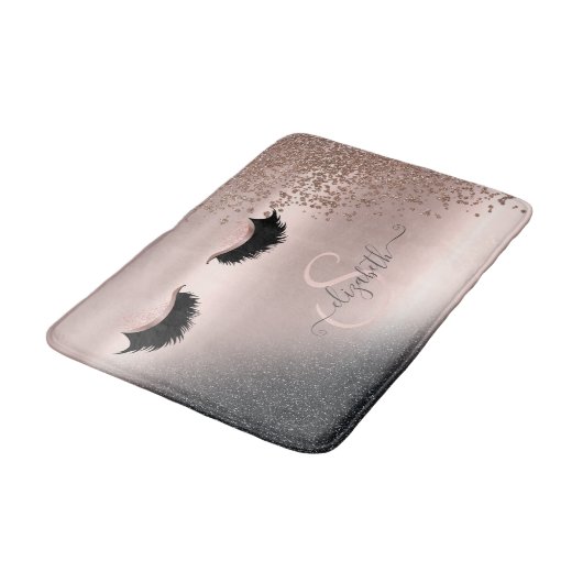 Faux Lashes Black Glitter Diamonds Roos Gold Badmat (Gekanteld)