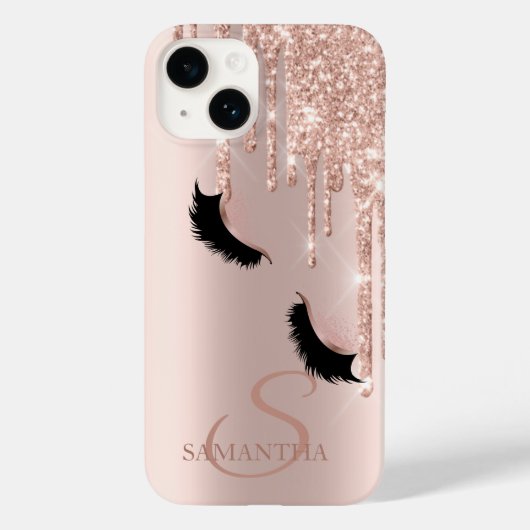 Faux Lashes Glitter Roos Gold Drivers Case-Mate iPhone Case (Achterkant)