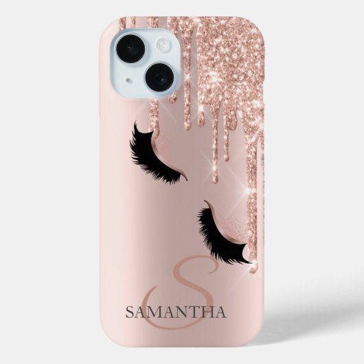 Faux Lashes Glitter Roos Gold Drivers Case-Mate iPhone Case (Achterkant)