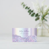 Faux lavendel glitter folie visitekaartje (Staand voorkant)
