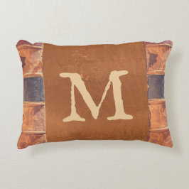 Faux Leather  Antiek Book Monogram Accent Kussen