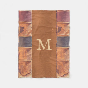 Faux Leather  Antiek Book Monogram Fleece Deken