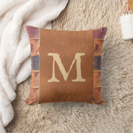Faux Leather  Antiek Book Monogram Kussen
