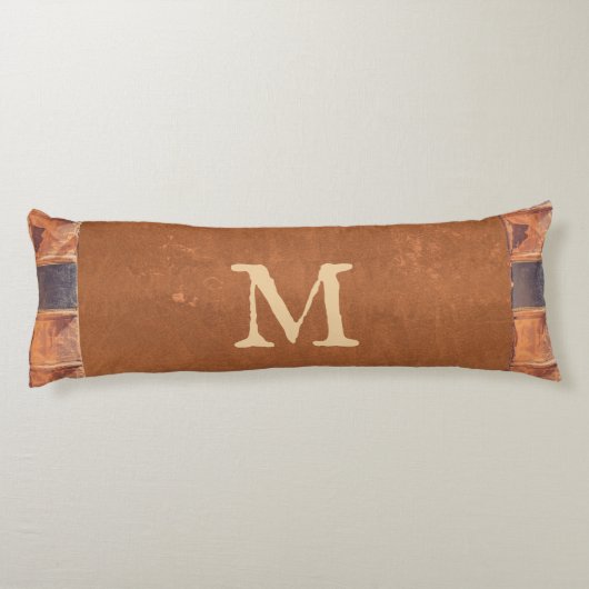 Faux Leather  Antiek Book Monogram Lichaamskussen (Achterkant)