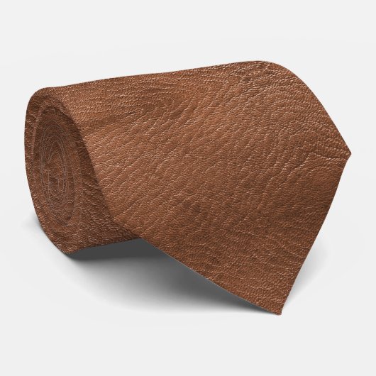 Faux Leather Brown Stropdas (Opgerold)